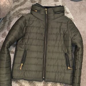 Olive green puffer coat